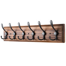 PHINGEER Kapstok Wandmontage Houten Robuuste Kapstok voor Muur 6 Drievoudige Kleerhangerhaken voor het ophangen van jassen Jas Hoed Kleding (Bruin 6