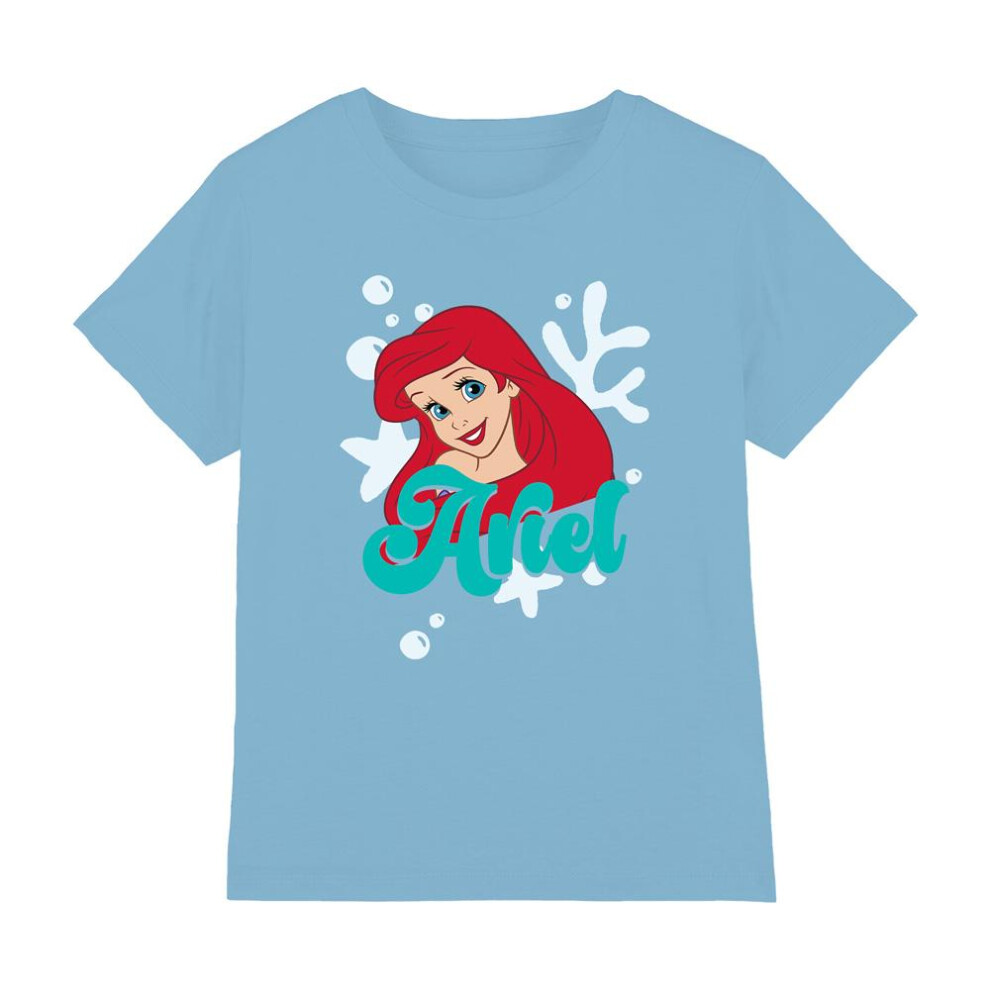 (7-8 Years, Sky Blue) Disney Princess Childrens/Kids Ariel Headshot T-Shirt