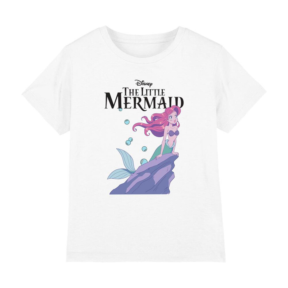 (9-11 Years, White) Disney Princess Childrens/Kids Ariel Anime T-Shirt