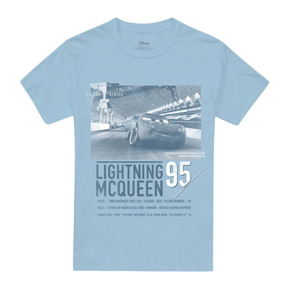(XL, Light Blue) Cars Mens Racing Series Lightning McQueen T-Shirt