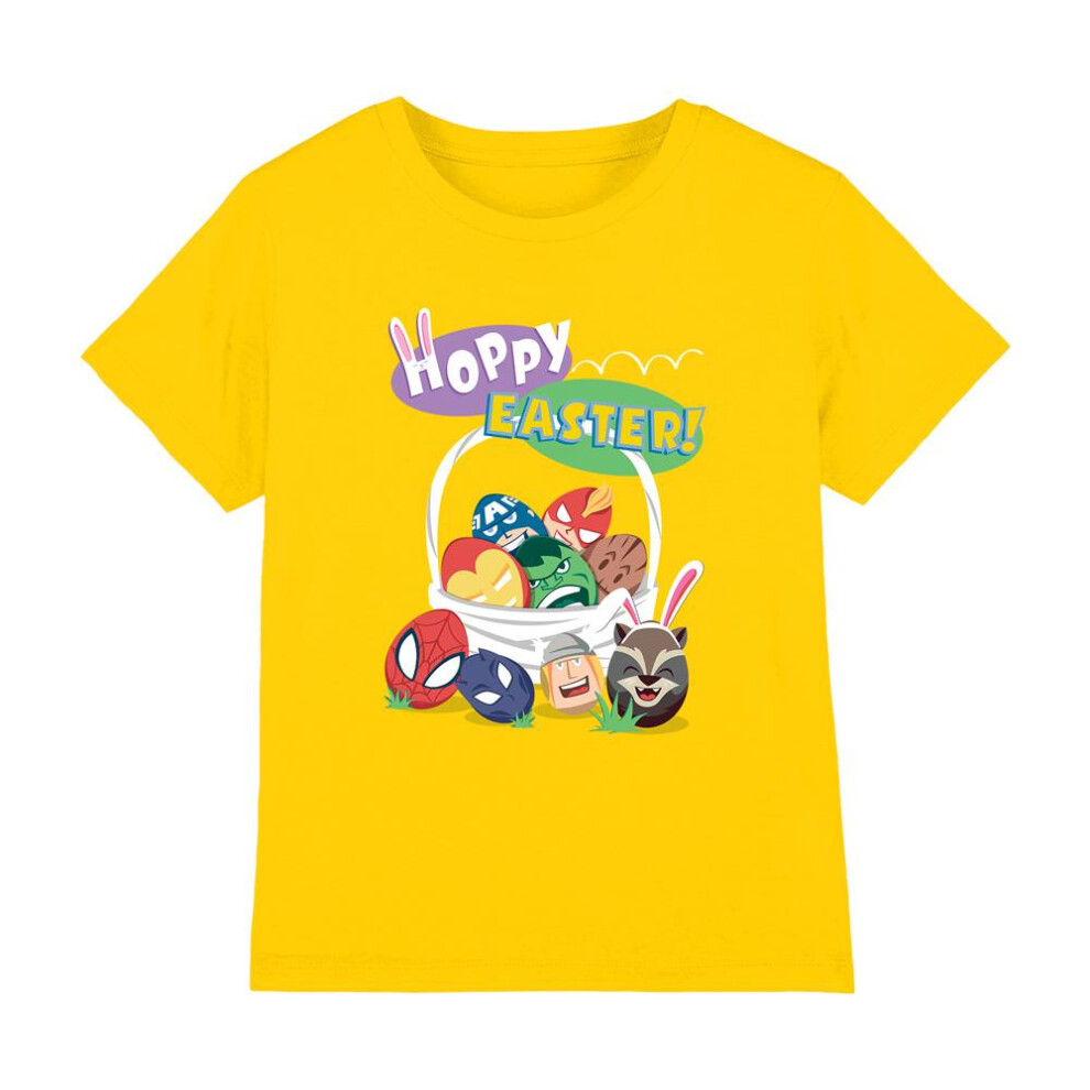 (7-8 Years, Yellow) Marvel Childrens/Kids Hoppy Eggs Easter T-Shirt