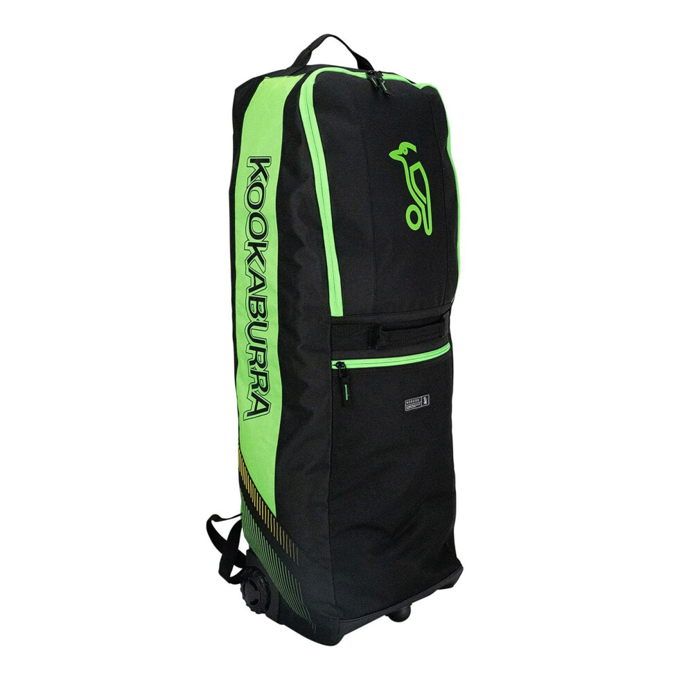 (One Size, Black/Neon Green) Kookaburra WD5000 Wheelie Duffle Bag