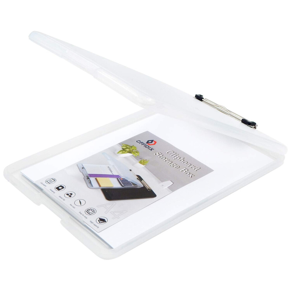 Offidix Scatola Di Immagazzinaggio Slim Clipboard Di, Scatola Di Plastica Bianca - Scheda Di Immagazzinamento Del Supporto Di Carta Ideale Per Uso Scolastico, Domestico E Dell'ufficio-image