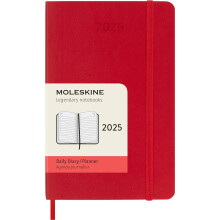 Moleskine Classic Agenda giornaliera 12 mesi 2025, copertina morbida, tascabile (3,5"""" x 5,5""""), rosso scarlatto, 400 pagine