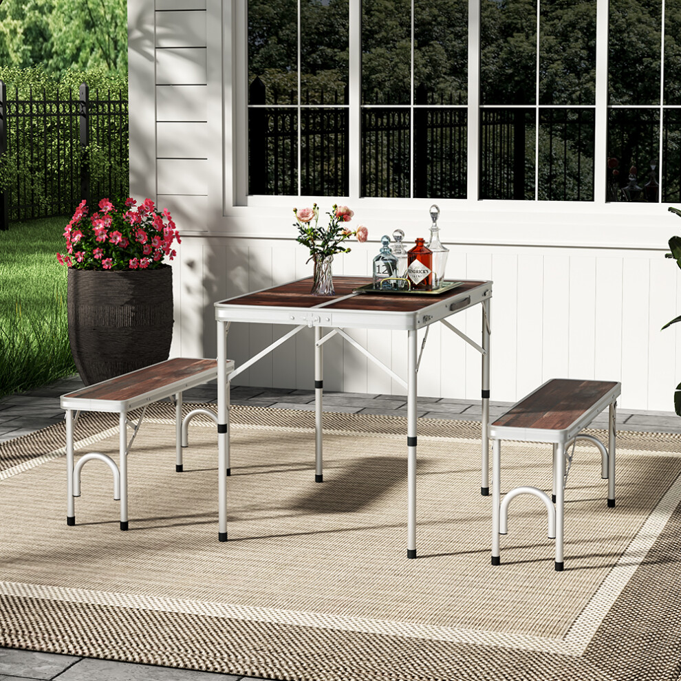 Outdoor Picnic Table with Two Benches