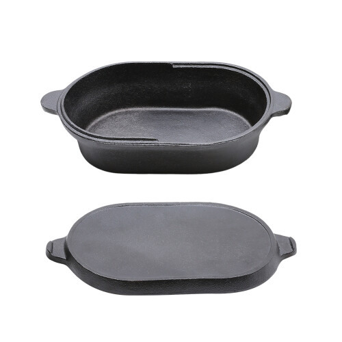 Garden Sanctuary 23CM Oval Multi-purpose Cast Iron Pot & Pan w/ Handle 1