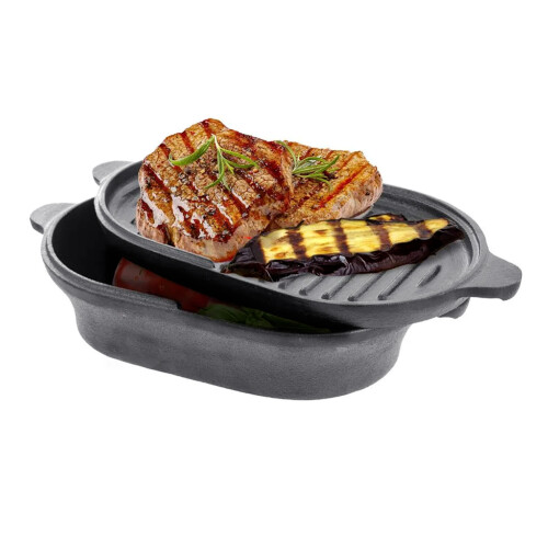 Garden Sanctuary 23CM Oval Multi-purpose Cast Iron Pot & Pan w/ Handle 2