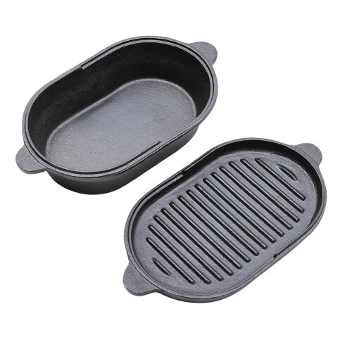 Garden Sanctuary 23CM Oval Multi-purpose Cast Iron Pot & Pan w/ Handle