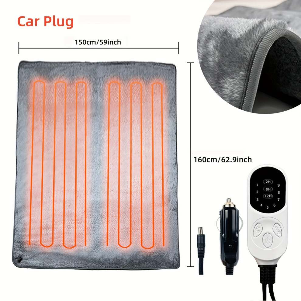 (62.9*59Inch/160*150Cm) Portable 12V Electric Heating Blanket For Cars, Suvs & Rvs - 9 Temperature Settings 9035695396139