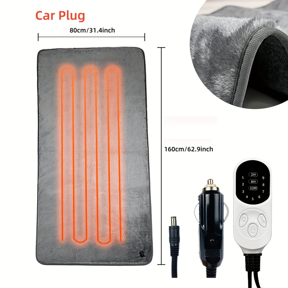 (62.9*31.4Inch/160*80Cm) Portable 12V Electric Heating Blanket For Cars, Suvs & Rvs - 9 Temperature Settings 9035695396122