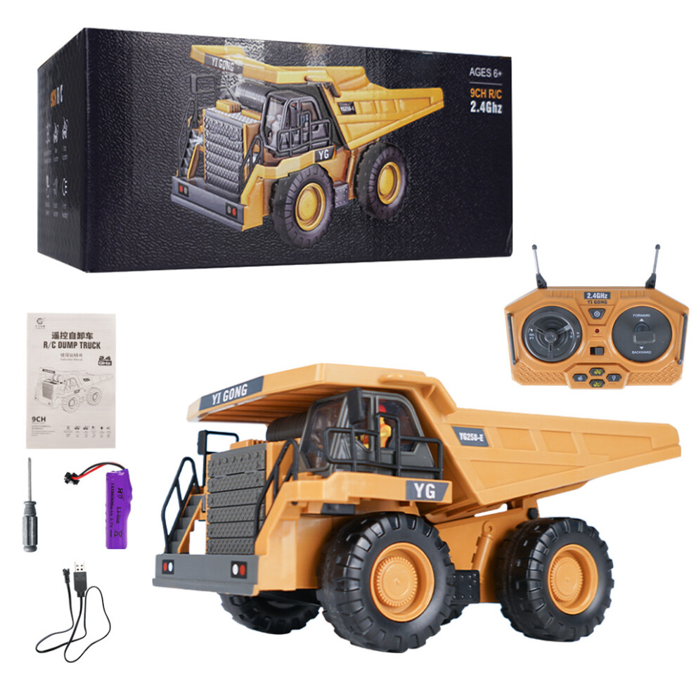 Bghone (9Ch-Dump Truck) Children Toys Remote Control Car Toys For Boys Radio Control Excavator Dump Truck Bulldozer Electric Car Yellow/Black/White