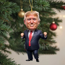 (4) 1pc Trump-Inspired Acrylic Christmas Decor Hanging Ornament for Car and Tree Perfect Holiday Gift Funny Cartoon Pendant