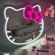 (Cold White Pink) Hello Kitty Neon Light with Adjustable Brightness - USB Powered, Perfect for Bedroom Walls & Dressing Tables