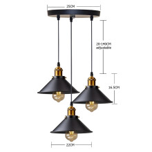 (3pcs Round, NO Bulb) Vintage LED Iron Lampshade Retro Chandeliers Russia Pendant Lights