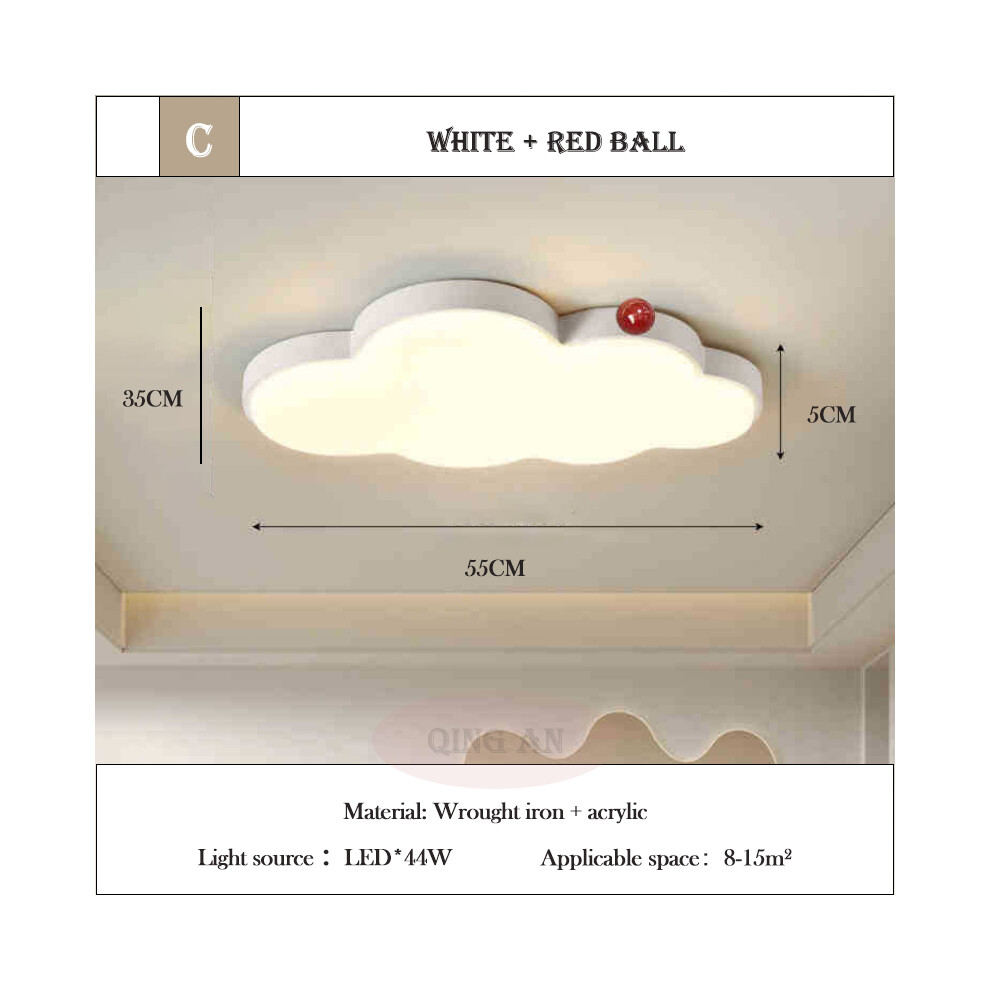 (C 55CM, 3 color temperature) Walnut Color Cloud Ceiling Lights Solid Wood Color Style Children's Room Lamp LED Retro Baby Room Boy Girl Bedroom Ceili-image-OPC-PGMYT6S-NEW