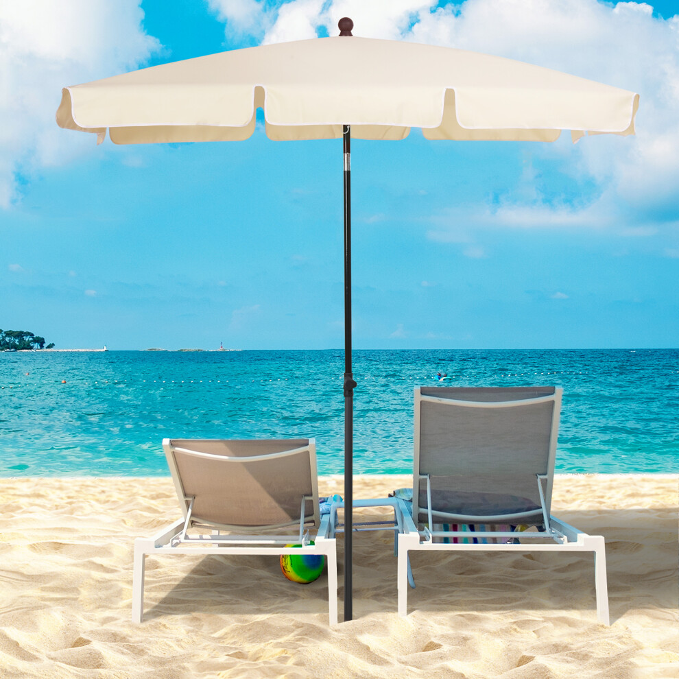 Outsunny Aluminium Sun Umbrella Parasol Patio Rectangular 2M x 1.3M Beige