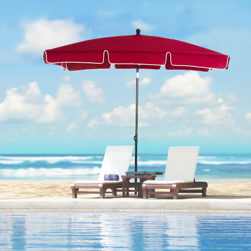 Outsunny Outsunny Aluminium Sun Umbrella Parasol Patio Rectangular 2M x 1.3M Red