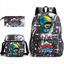 Mochila escolar, mochila, estuche, bolso de hombro, set de tres pasos de BRAWL STARS