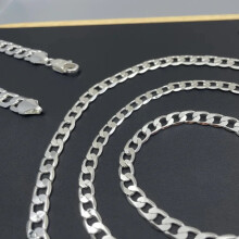 (75cm, N047 6mm) Mens 925 Sterling Silver Necklace Face Chain Unisex Necklace Lobster Clasp