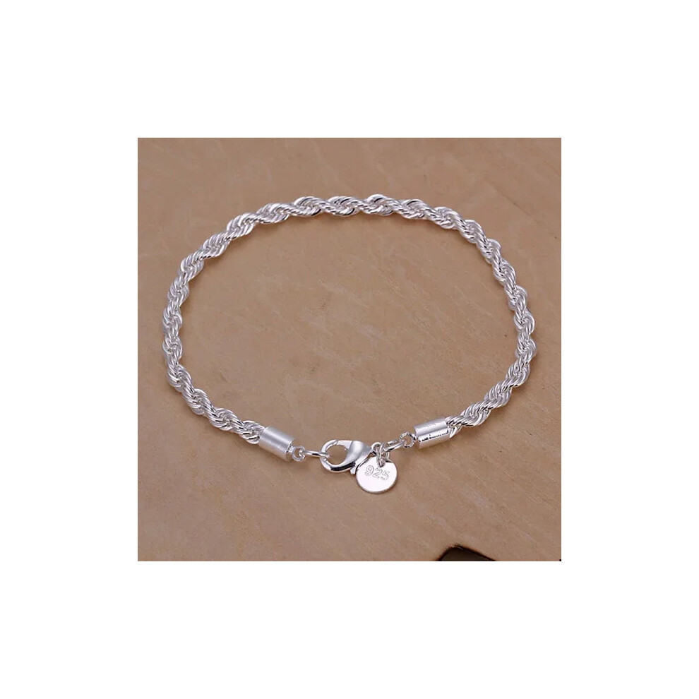 (H207  4MM) 925 Sterling Silver Chain Exquisite Twisted Unisex Bracelet Fashion Charm Chain-image-OPC-PGMZ6XP-NEW