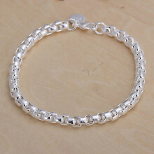 (H157, 20CM) Noble 925 Sterling Silver Square Solid Chain Bracelet For Women Men Charm
