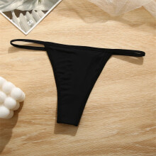(Black, 1pc) Womens Cotton Thong Sexy Panties Low Waist Underwear