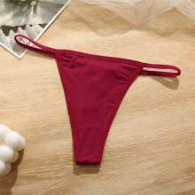 (Wine Red, 1pc) Womens Cotton Thong Sexy Panties Low Waist Underwear