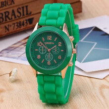 (Dark green) Ladies Fashion Watch Womens Silicone Quartz Wristwatch