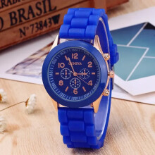 (Dark blue) Ladies Fashion Watch Womens Silicone Quartz Wristwatch