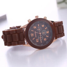 (Brown) Ladies Fashion Watch Womens Silicone Quartz Wristwatch