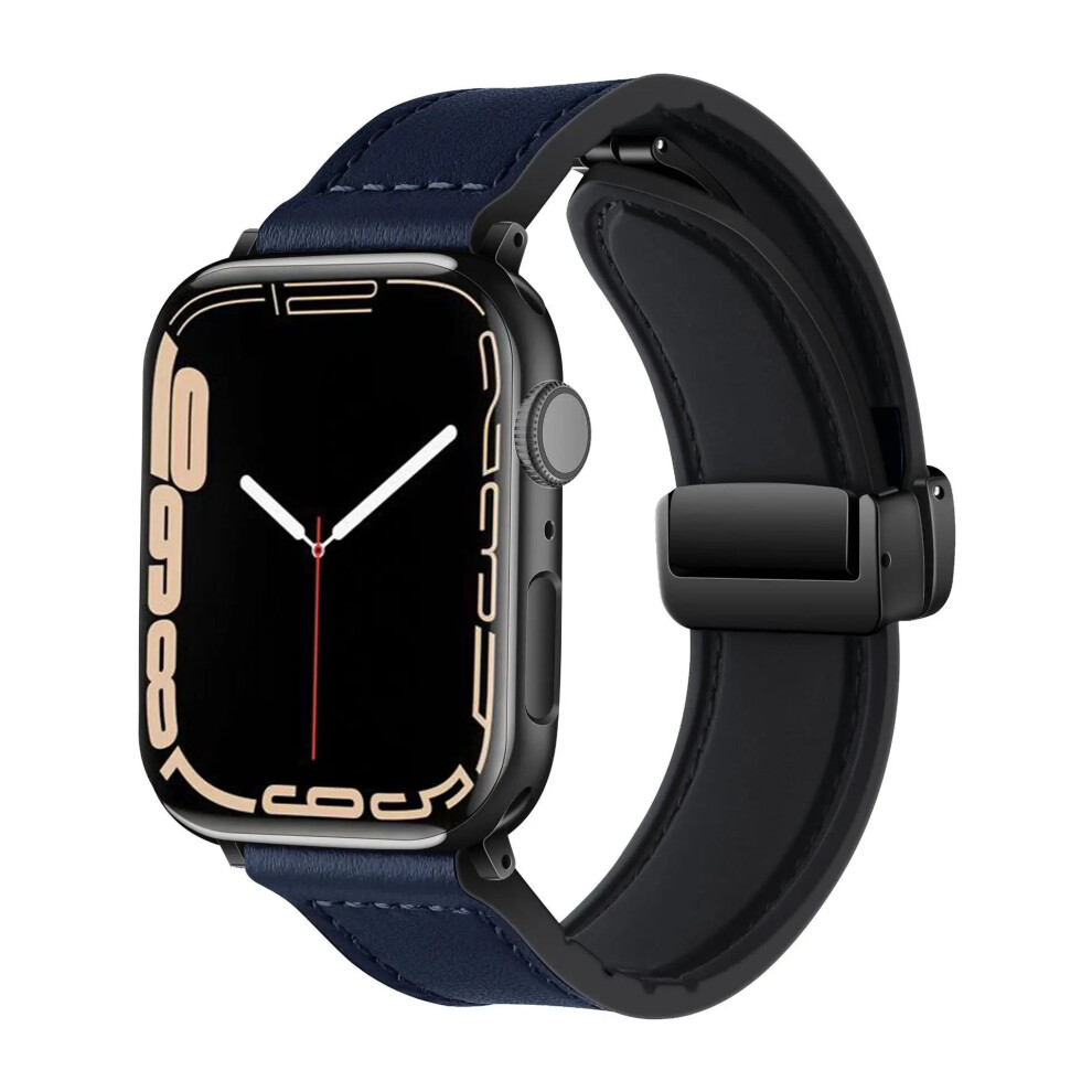 (, 38Mm 40Mm 41Mm) Strap For Apple Watch Band 45Mm 44Mm 40Mm 42 41Mm 49Mm Leather Blue 3807486266121