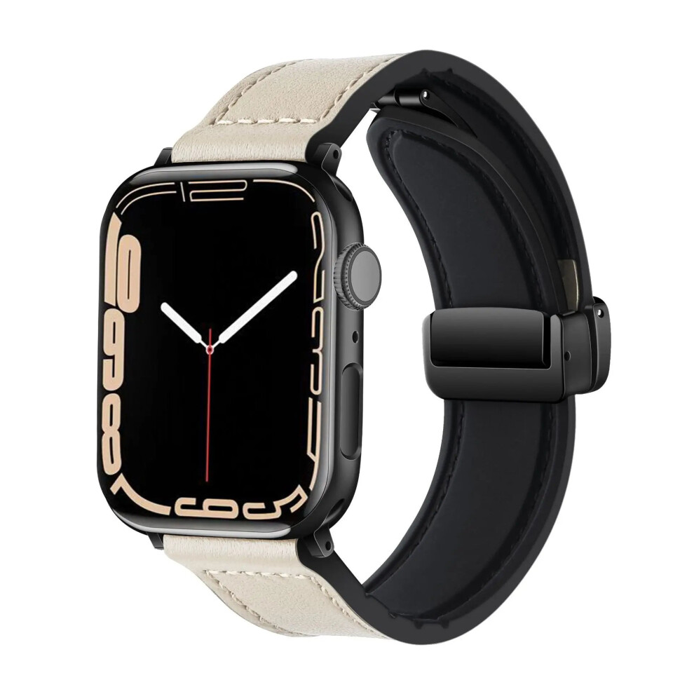 (Off 38Mm 40Mm 41Mm) Strap For Apple Watch Band 45Mm 44Mm 40Mm 42 41Mm 49Mm Leather White 6407573684516