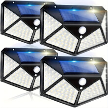 (4 Packs) [4pcs Solar Wall Lights] Staaricc 4pcs Solar Wall Lights, Super Energy-Saving with Motion Sensor | 100 LED, 270 Illumination