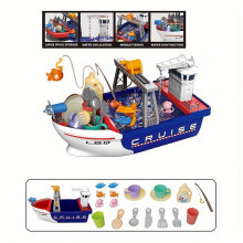 (Blue) Youngsters's Water Play Fishing Boat Kitchen Washing Pool Educational Toy for Boys and Girls