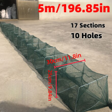 (5m/196.85in) One strong and durable long cage fishing trap net, with two options, 2.5m/98.42in and 5m/196.85in,