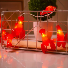 (Warm White) 10 LED Lobster String Lights - 200.0 cm Battery Operated Fairy Night Light, Red Plastic Lobster Design