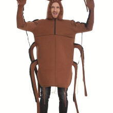 (Brown, Asian One-size) [Casual Knit Solid Color Outfit] 1pc Halloween Cockroach Costume, Polyester 100% Scoop Neck Full Body Suit, Casual Style Knit Fabric