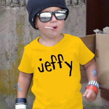 (Yellow, 9-10Y) Jeffy Boys' Summer Casual T-Shirt - Soft Polyester & Spandex Blend, Short Sleeve, Round Neck with Letter Print Design