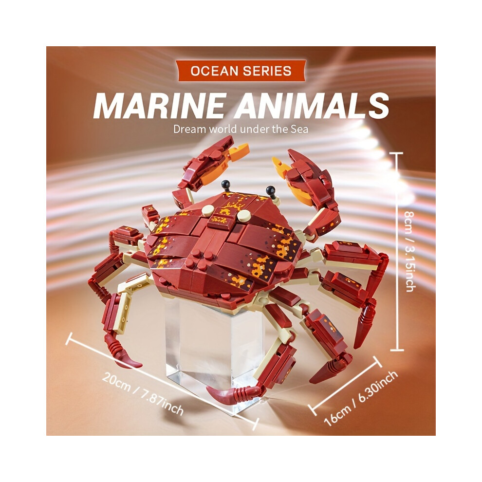 Xylfly (Crab?242Pcs?) Marine Animal Building Blocks Youngsters's Puzzle Toys Crab Plug-In Lobster Shark Turtle Starfish Whale Model Blue