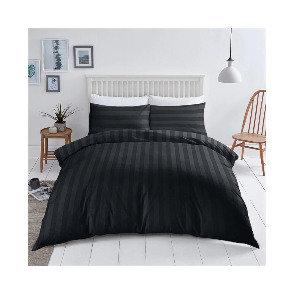 (King) Black Stripe Duvet Cover Luxury Egyptian Bedding Set
