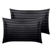 (Stripe Pillow Case Pack of 2) Black Stripe Duvet Cover Luxury Egyptian Bedding Set