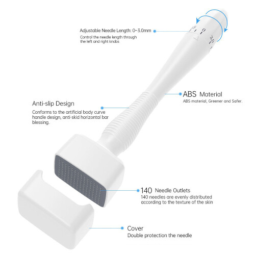 Derma Stamp Roller 140A Titanium Microneedle Adjustable 0-3mm Skin Care 2