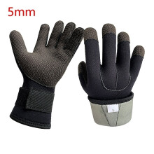 (5mm, L) 3/5mm Thicken Kevlar Diving Gloves Scratch Proof Fish Hunting Warm Gloves Deep Dive Underwater Spearfishing Skiing Gloves