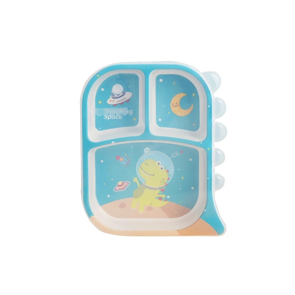 Closkye (Yellow Dinosaur) Cartoon Dinosaur Children's Tableware Utensil Bamboo Fiber Baby Grid Dinner Plate Square Baby Feeding Plate