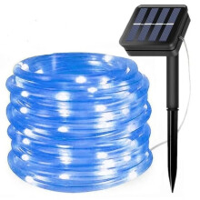 (Blue Light, 7M50Leds) 300LED Solar Rope Strip Light Outdoor Waterproof Fairy Light Strings Christmas Decor for Garden Lawn Tree Yard Fence Pathway