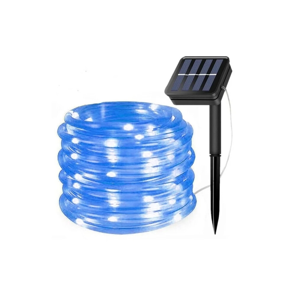 (Blue Light, 7M50Leds) 300LED Solar Rope Strip Light Outdoor Waterproof Fairy Light Strings Christmas Decor for Garden Lawn Tree Yard Fence Pathway