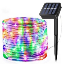(Colored Light, 32M300Leds) 300LED Solar Rope Strip Light Outdoor Waterproof Fairy Light Strings Christmas Decor for Garden Lawn Tree Yard Fence Pathway