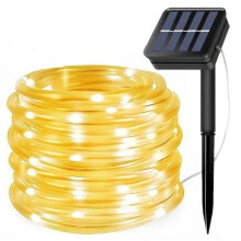 (Warm Light, 22M200Leds) 300LED Solar Rope Strip Light Outdoor Waterproof Fairy Light Strings Christmas Decor for Garden Lawn Tree Yard Fence Pathway