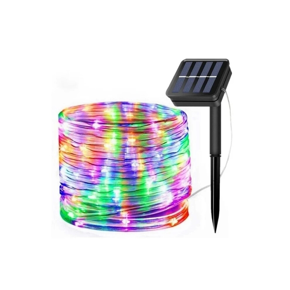 (Colored 12M100leds) 300Led Solar Rope Strip Outdoor Waterproof Fairy Strings Christmas Decor For Garden Lawn Tree Yard Fence Pathw Light