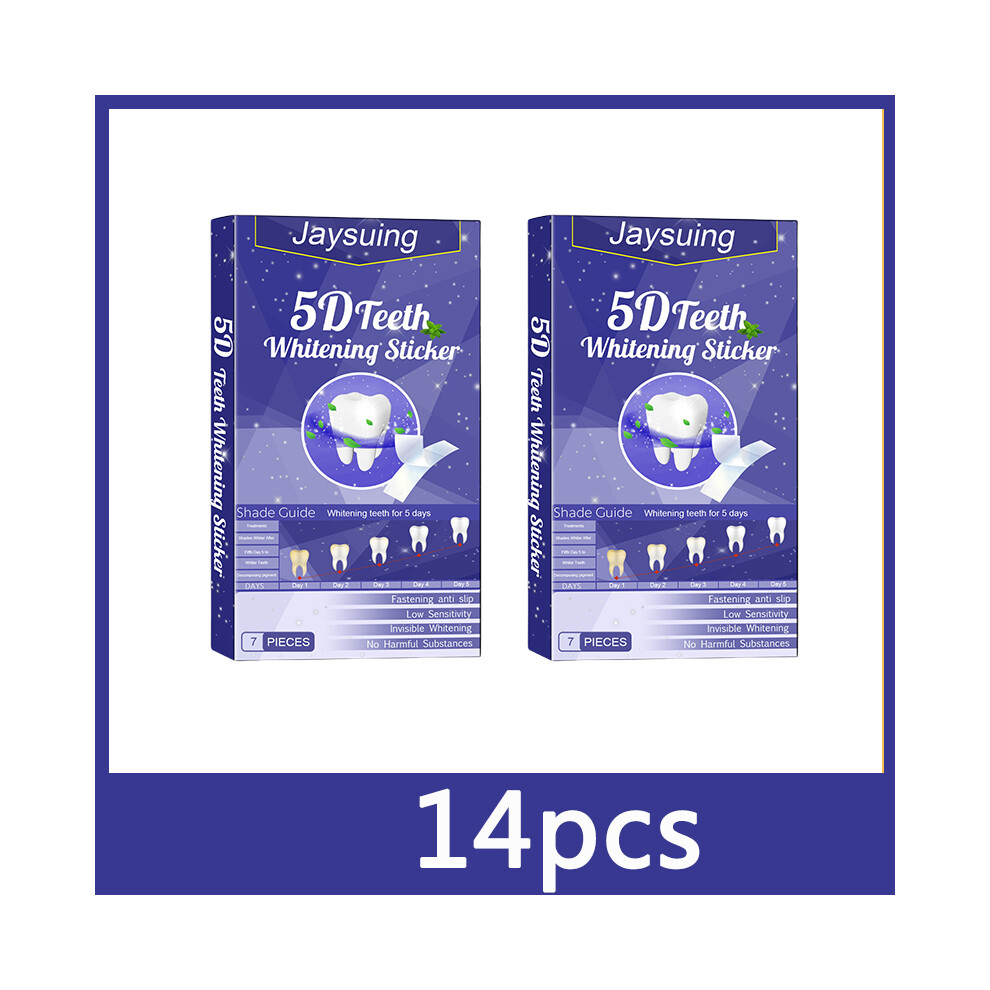 (2boxes) 5D Whitening Teeth Stickers 7/14 Pairs Gel Whitening Strips Stain Removal Oral Hygiene Care Strip Dental Bleaching Tools Teeth